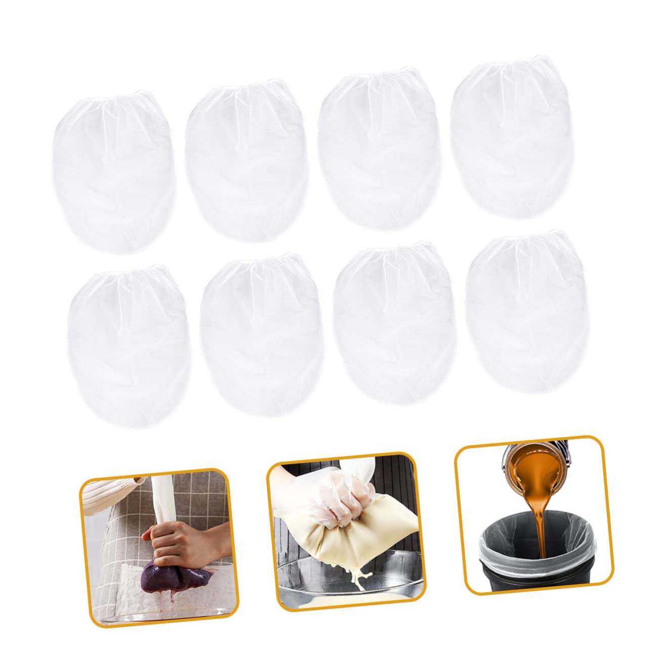 8Pcs Paint Strainer Bag 5 Gallon Elastic Opening Nylon Filter