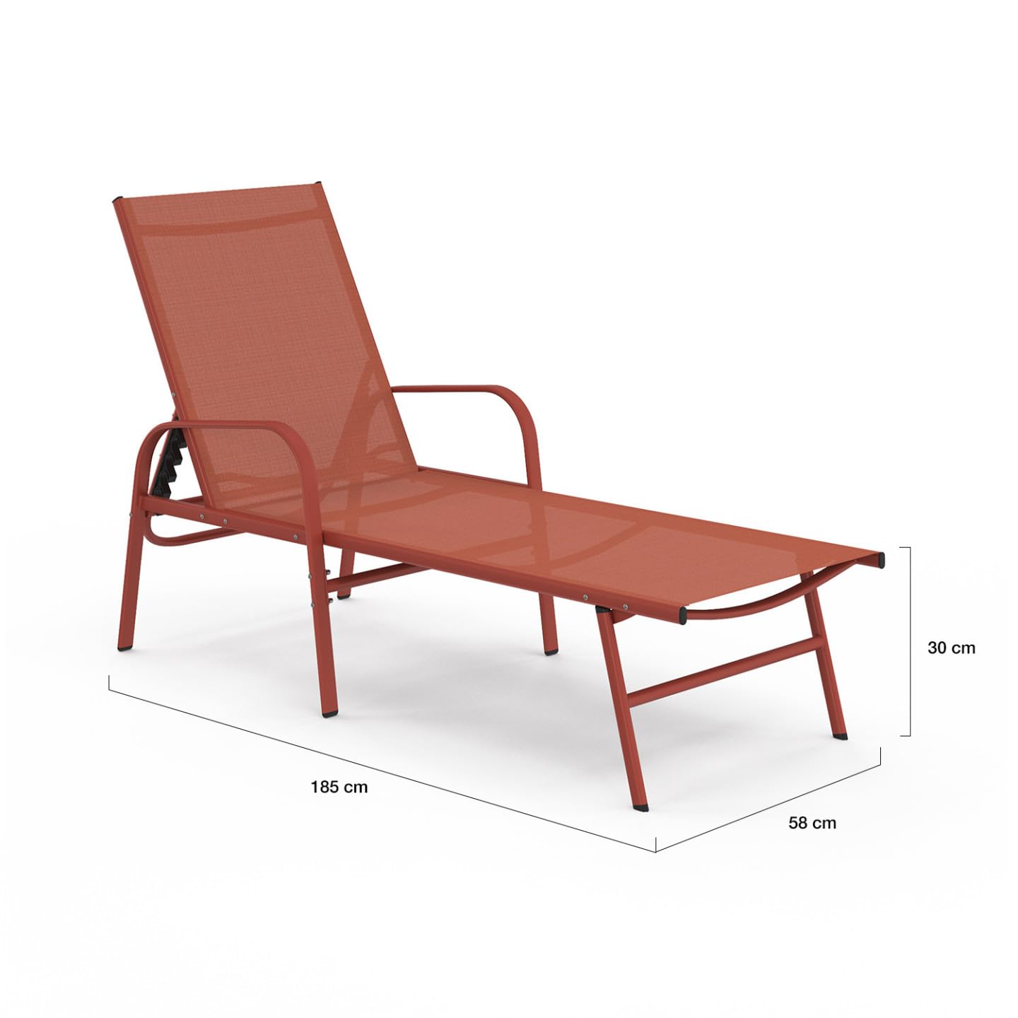 IDMarket - Lot de 2 transats de Jardin inclinables Fidji en Acier et Toile Terracotta