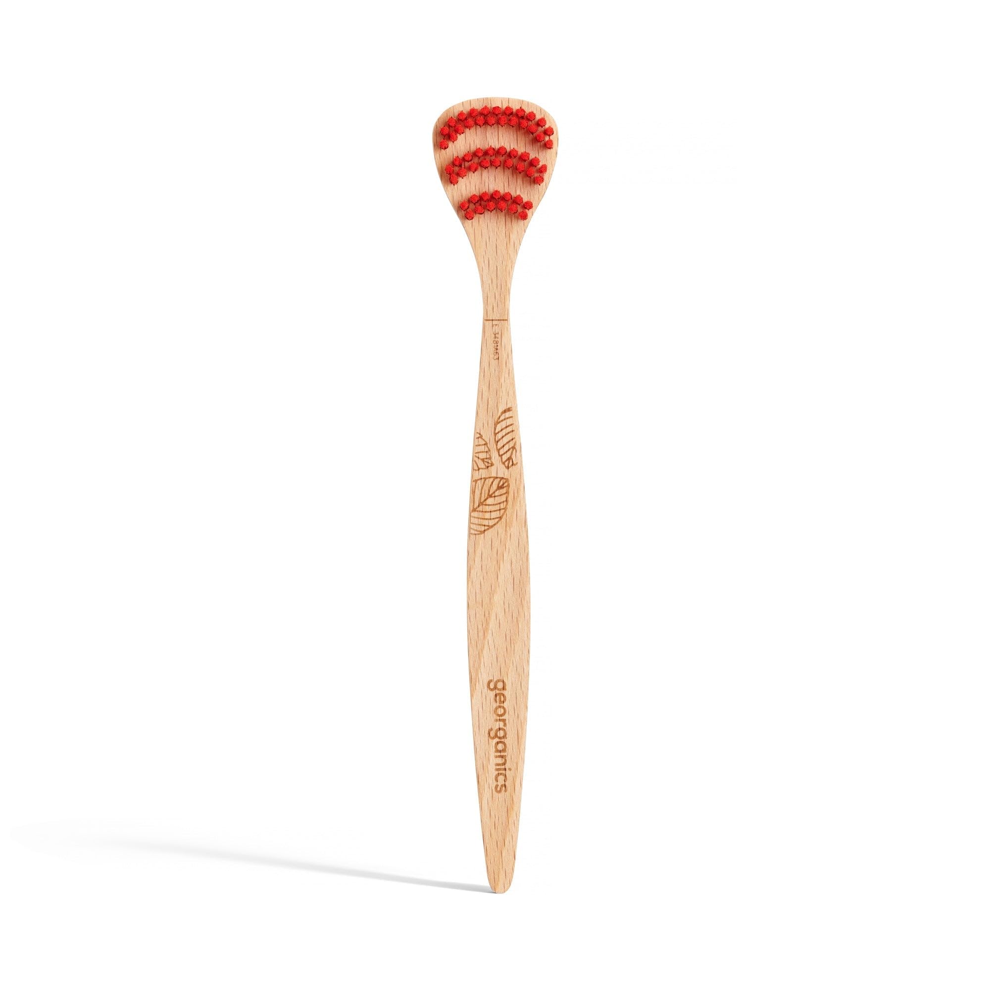 Georganics Natural Tongue Brush - BPA-Free & FSC-certified - Compostable Handle & Recyclable Bristles - Beechwood Tongue Scraper - Prevents Bad Breath & Bacteria - Sustainable Packaging - UK Produced