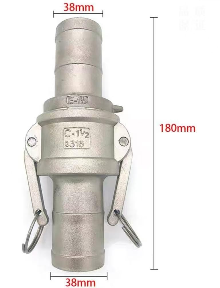 Conector de Toque de Manguera, Conector rápido de Acero Inoxidable 304, Juego de Palanca Tipo C, conexión rápida de Manguera C+E(180 x 38 x 38mm)