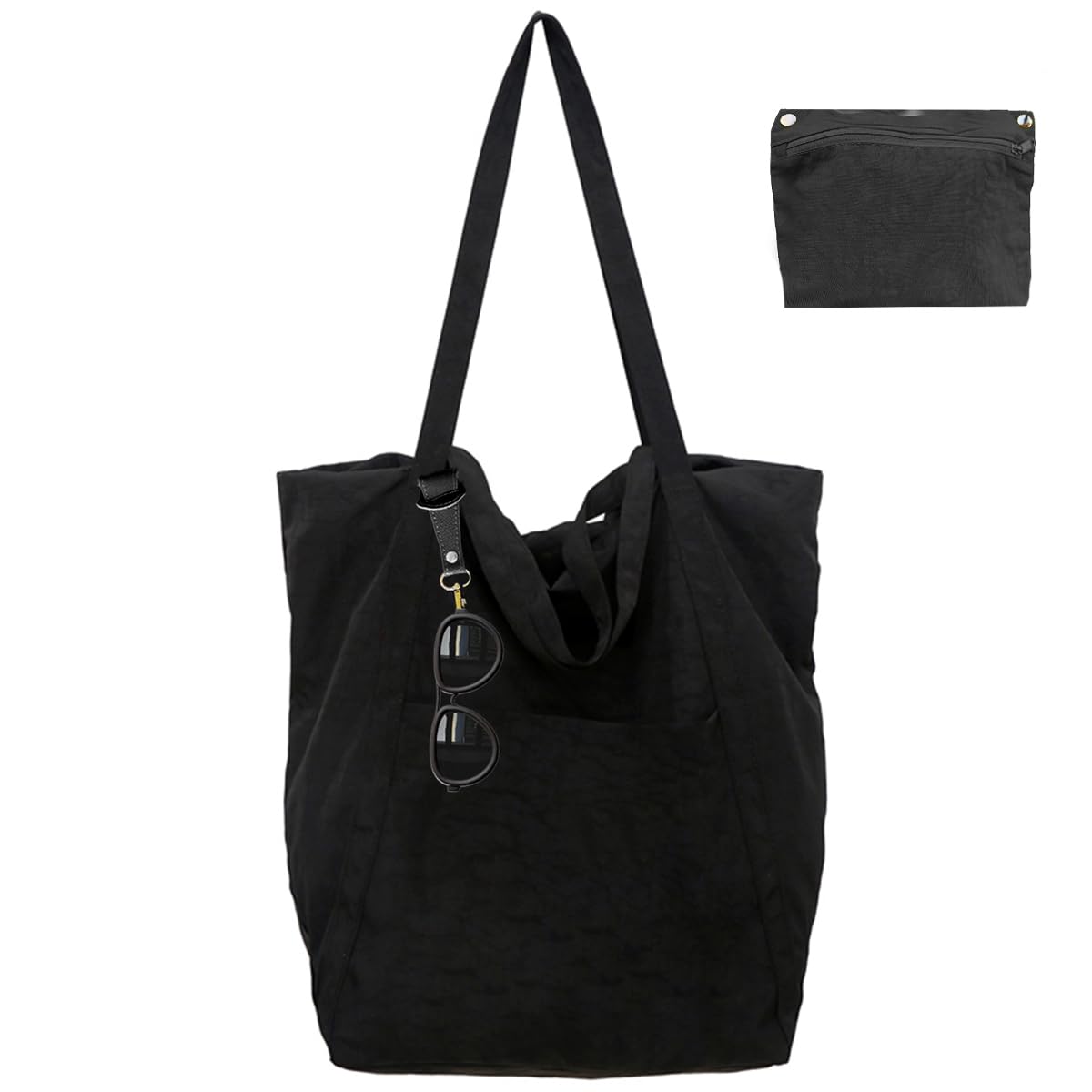 Uhawi Tote Bag for women,unisex,Foldable & Water Resistant – Lightweight Reusable Shopper Bag for Daily Use, Shopping, Travel & Beach (black)