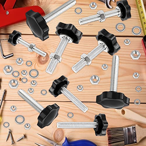 Openfly 28 Sets M4 M5 M6 M8 Hex Nuts Star Knobs Assortment Kit Metal Clamping Screw Knob Tightening Screw Quick Removal Replacement Handle, Nuts And Washers For Woodworking Jigs And Fixtures #TOP4