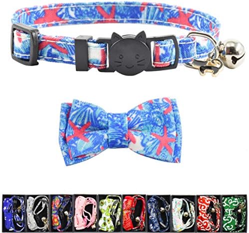 Bowtie Cat Collars Breakaway with Bell, Adjustable Cute Kitty Collars Safety Buckle Kitten Collar for Cat Puppy 7.5-11in (23)