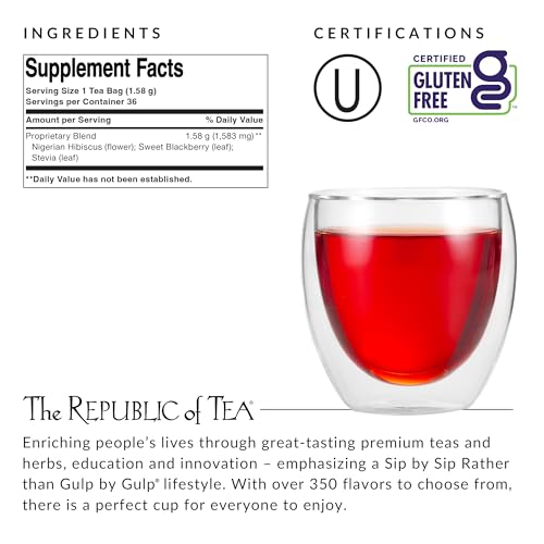Image of The Republic of Tea - Natural Hibiscus Tea Refill Pack, 250 Tea Bags, Herbal Blend, Caffeine Free, Gluten Free