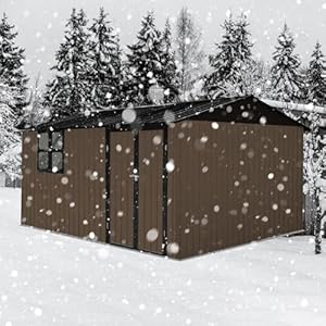   10x12-FT-Outdoor-Storage-Shed-Large-Metal-Garden-Shed-with-4-pane-Window-Outside-Tool-Shed-with-Lockable-Hinged-Door-4-Air-Vents-Waterproof-Storage-Building-for-Backyard-Patio-Lawn-BrownBlack
