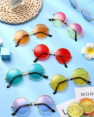 Blulu 10 Pairs John Round Hippie Sunglasses 60's Style Circle Sunglasses Circle Colored Glasses for Women Men Costumes Parties Gifts2