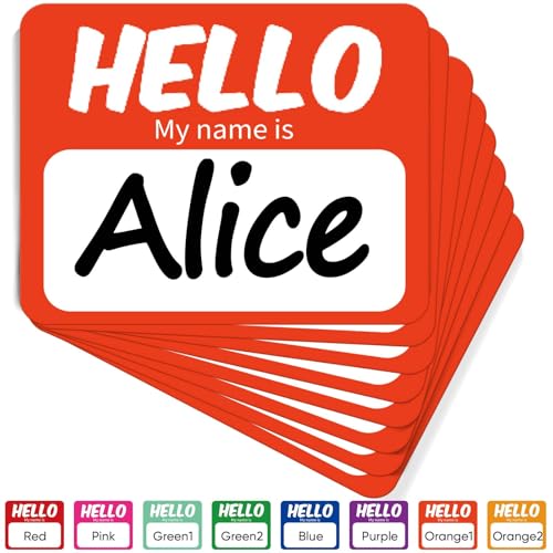 Image of 256 Pcs Name Tags Sticker 3 inchx2.5 inch Hello My Name is Stickers, Orange-red Name Labels Adhesive Identification Name Badges for School, Office, Meeting, Family Parties, Mailing