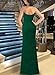 VFSHOW Womens Formal Prom Maxi Dresses Ruched High Slit Beaded Spaghetti Strap Sweetheart Neck Glitter Bodycon Evening Gown Dress (Green, Medium) 11523 GRN M