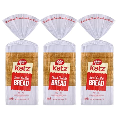 Katz Gluten Free Sliced Challah Bread | Dairy Free, Nut Free, Gluten Free | Kosher (3 Packs of 1 Sliced Loaf, 18 Ounce Each)