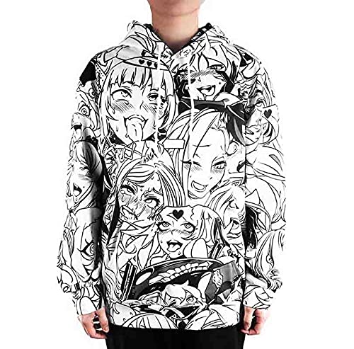 CoolChangeAhegao Manga Faces Hoodie | White | Size: S - L