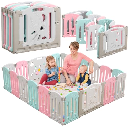 La Mejor Selección de Parques de juegos que puedes comprar esta semana. 42 Parque para Bebés,Corral Para Bebés,Parques de Juegos para Bebés,Forma Ajustable,Fácil de Montar y Almacenar para Interiores Exteriores de Corralito para Bebé,Malla...