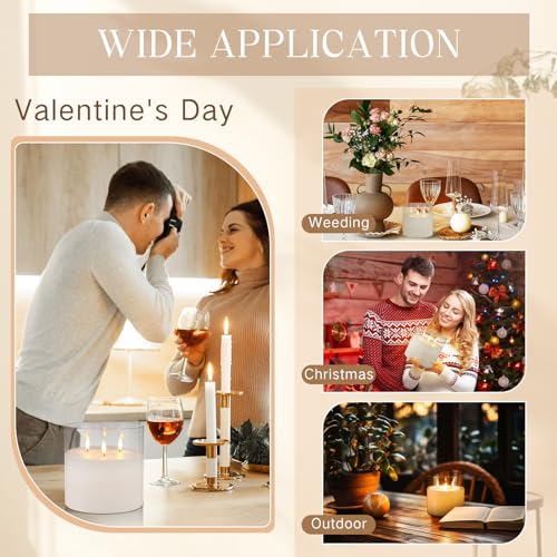 Image of Retisee 6'' x 6'' Extra Large Flameless Candles, 3 Wick Glass Large Candles with Remote Control and Timer Function, Real Wax LED Pillar Flickering for St. Patrick's Spring Party Decor(Clear,2 Pcs)