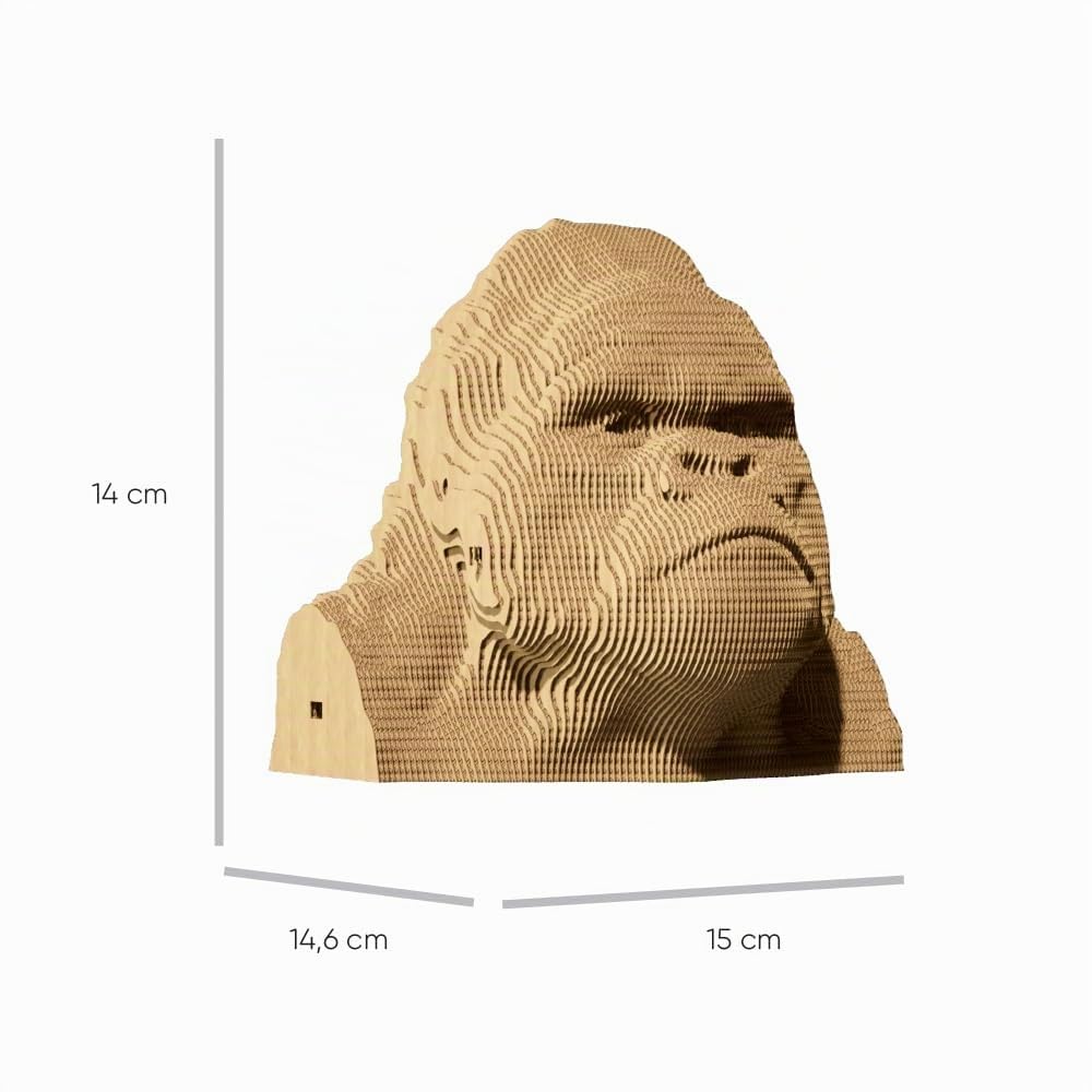Singe Gorille Puzzle 3D en Carton – Maquette à Monter | 116 Pièces, 15 × 15 × 14 cm – Kit Sculpture DIY à Peindre, Matériaux Recyclés, Ados & Adultes, Idée Cadeau Déco