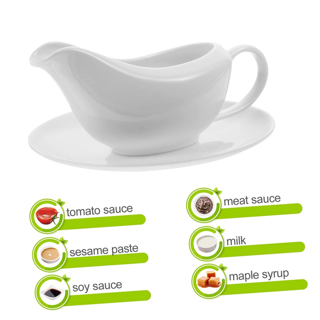 Garneck 1 Set Sauce Pot Coffee Dispenser Gravy Bowl Coffee Frothing Cup Creamer Saucer Boats with Handle Vintage Gravy Boat and Saucer Coffe Creamer Dipping Sauce Cup White Ceramics