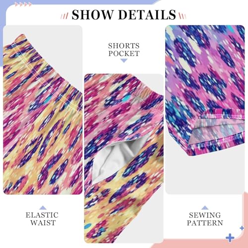 Glitter Rainbow Leopard Pattern Pajama Lounge Pants with Pockets Sleepwear Soft Elastic Waist PJ Bottoms 6-14 Years4