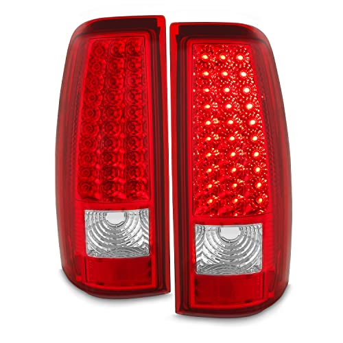AKKON - For 99-02 Chevy Silverado 09-03 GMC Sierra Pickup Truck Red Clear G2 LED Tail Lights Brake Lamps Pair