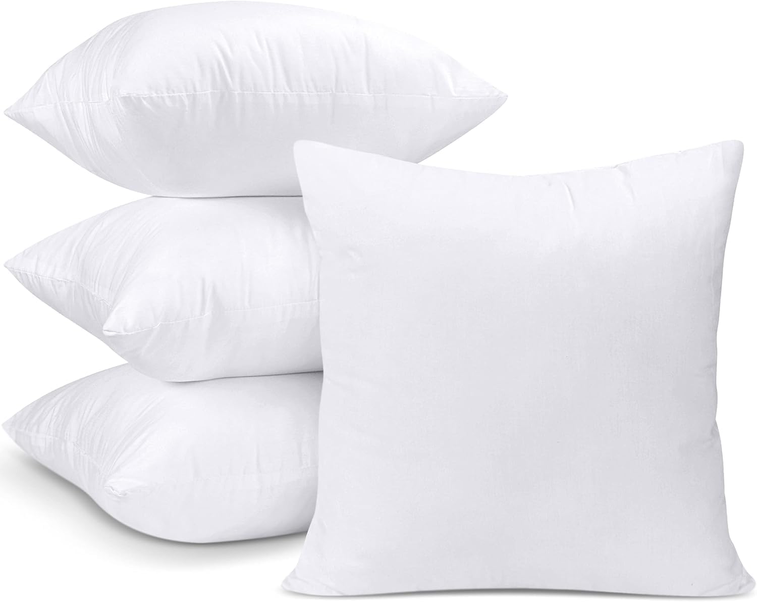 Cushion Inner Pads (Pack of 4) Pillow Inserts 20" x 20" (50 x 50 cm) Cotton Blend Cover Hollowfibre Square Cushion Stuffer (Set of 4, White)