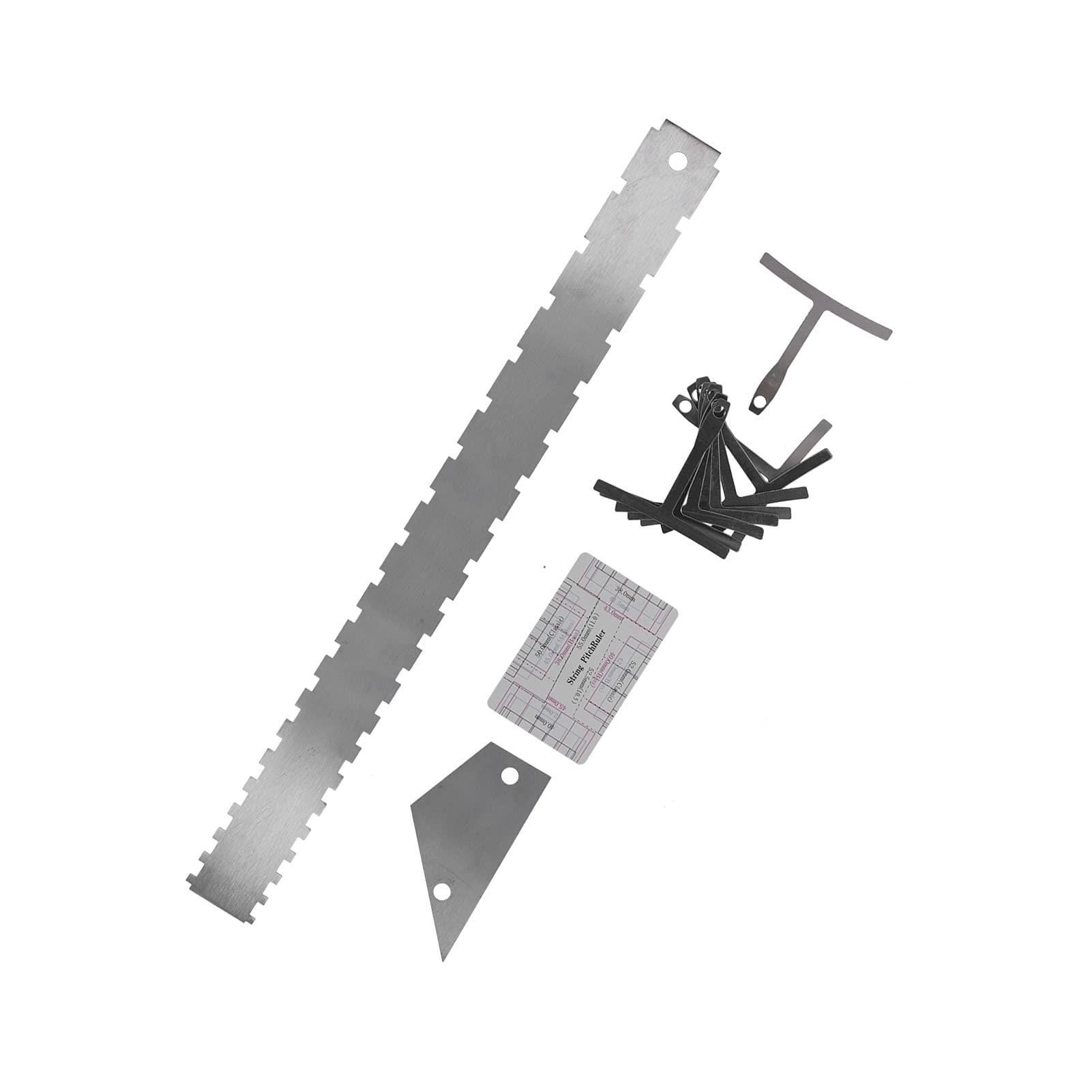 Generic Juego de Herramientas de Medición de Guitarra de Acero Inoxidable, Regla de Nivelación de Precisión, Kit de Calibre para Luthier, Acorde de de Cuello Plateado (SILVER)