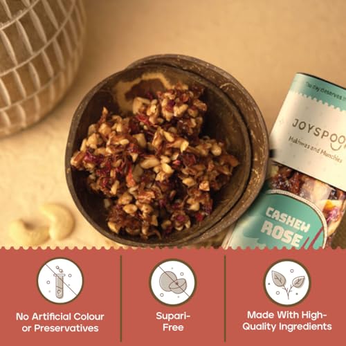 Image of JoySpoon Cashew Rose Mukhwas Mouth Freshener, 200g Cashews, Almonds, Coconut, Dates & Fennel Seeds, Pack of 2