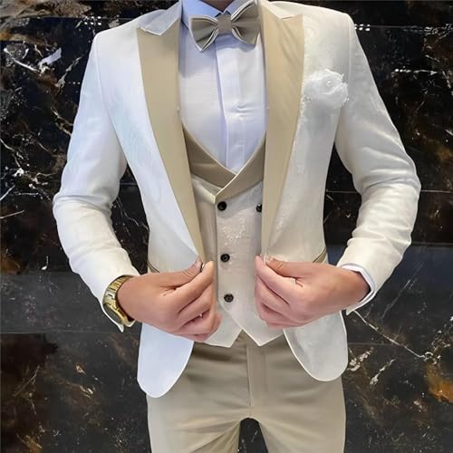 Mens Jacquard Suit 3 Pieces Slim Fit Suits Business Suit for Men Jacket Vest Pants for Wedding Groomsman Tuxedo2