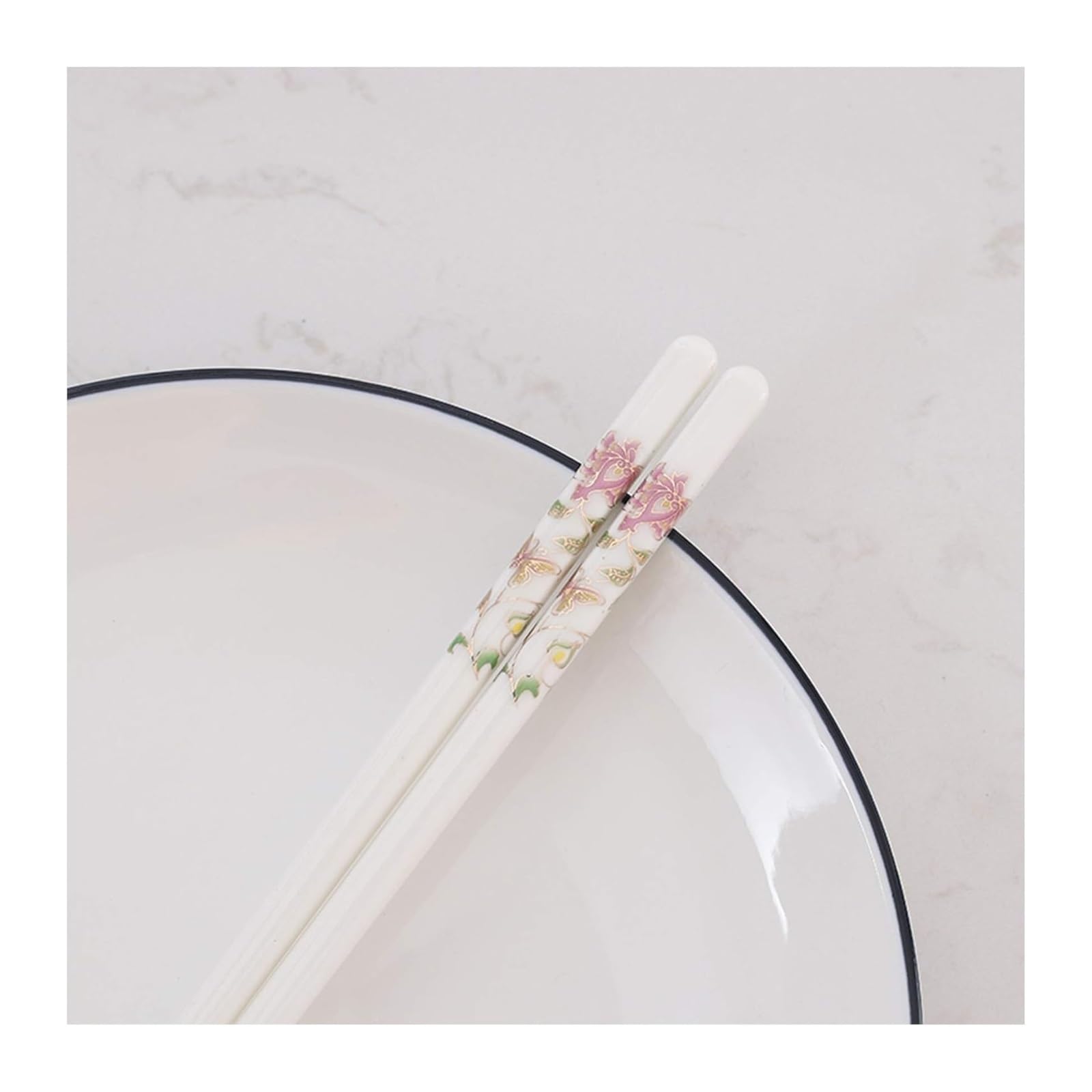 Jeu de baguettes, Baguettes en porcelaine réutilisables, for japonaise chinoise coréenne Sushi, résistantes à la moisissure, saines et faciles nettoyer, paquet cadeau de 5 paires A(E)