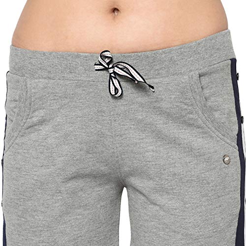 Image of Grey Women Solid Knitted Regular Fit Regular Shorts