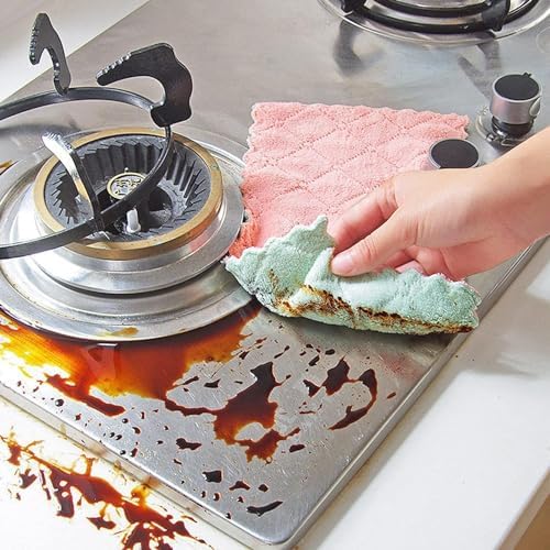 Image of Microfiber Cleaning Cloths| Highly Absorbent, Lint and Streak Free, Multi -Purpose Wash Cloth for Kitchen, Car, Window, Stainless Steel, Silverware (Pack of 15, Multicolor)