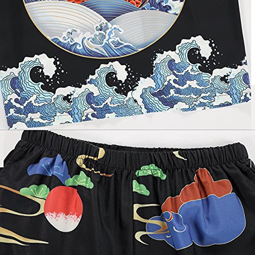 Image of PRIJOUHE Mens Kimono Set Japanese Haori & Shorts 2 Piece Summer Outfits
