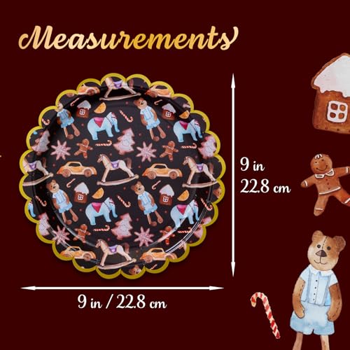 Image of Confettiville Christmas Paper Plates, 50-Count Disposable Christmas Dinner Plates, Scalloped Gold, Party Supplies, Toys Pattern