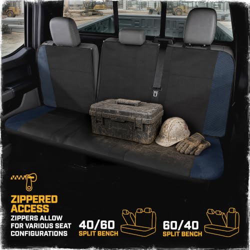 Image of CAT MeshFlex Seat Covers Full Set for Full-Size Pickup Trucks Only - Blue | Front Bucket Seat Covers & 60 /40 Split Rear Bench Protector - Interior Accessories For F-150, Silverado, Ram, Sierra & Tundra