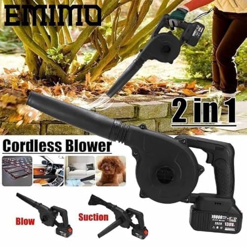 Image of 2 in 1 Cordless Air Blower & Vacuum Cleaner 48V Rechargeable | Handheld Leaf Blower for Car, Home, Garage, Keyboard Cleaning | Portable Dust Blower with Battery & Accessories