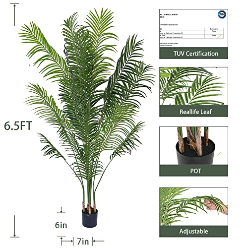 Phimos Artificial Areca Palm Plant Fake Tropical Palm Tree, Faux Plants In Pot For Indoor House Home Office Garden Modern Indoor Decoration Housewarming Gift (6.5Ft) #TOP1