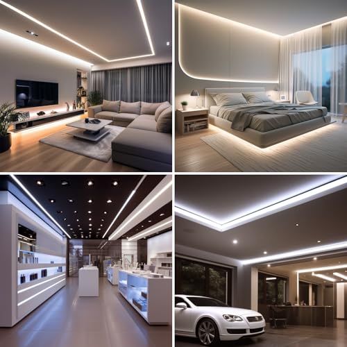 Image of BENLUN 48V COB LED Strip Light 65.6ft, 4000K Natural White Flexible Cuttable LED Tape Lights 8W /M 480LEDs /M CRI 92 with AC 110V Power Supply for Bedroom Ceiling Living Room Commercial