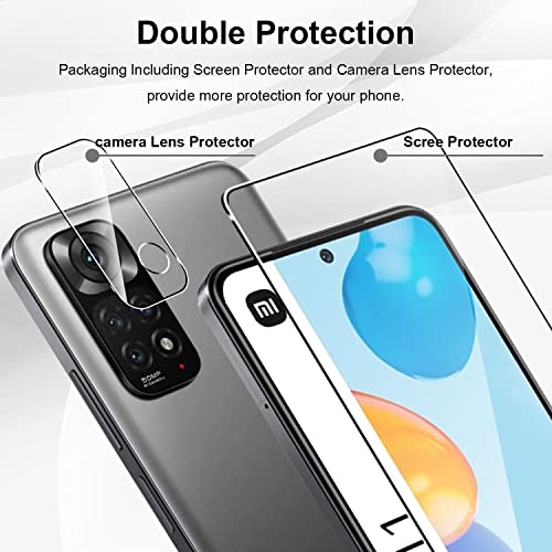 Yenwen-Verre-Trempe-Compatible-avec-Xiaomi-Redmi-Note-11-Contenir-2-Pieces-Film-Protection-ecran-et-2-Pieces-Camera-Arriere-Protecteur-Anti-Rayures-Durete-9H-Glass-Sans-Bulles