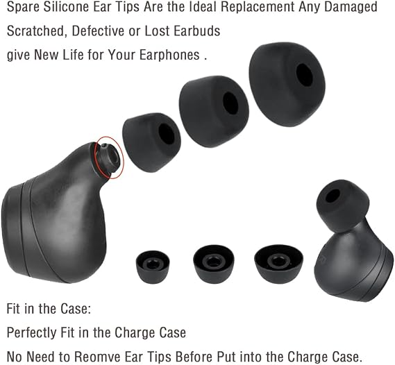 6 Pairs Replacement Silicone Tips for Jabra Elite 65t/75t/7 Pro Active 3/2 Eartips S/M/L Black