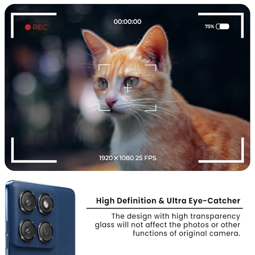 Image of ArmourPro Camera Rings Tempered Glass for Motorola Edge 60, Tough HD Individual Aluminum Alloy Rings 9H Camera Cover, Scratch-Resistant,Camera Lens Protection| Black, 1 Pack