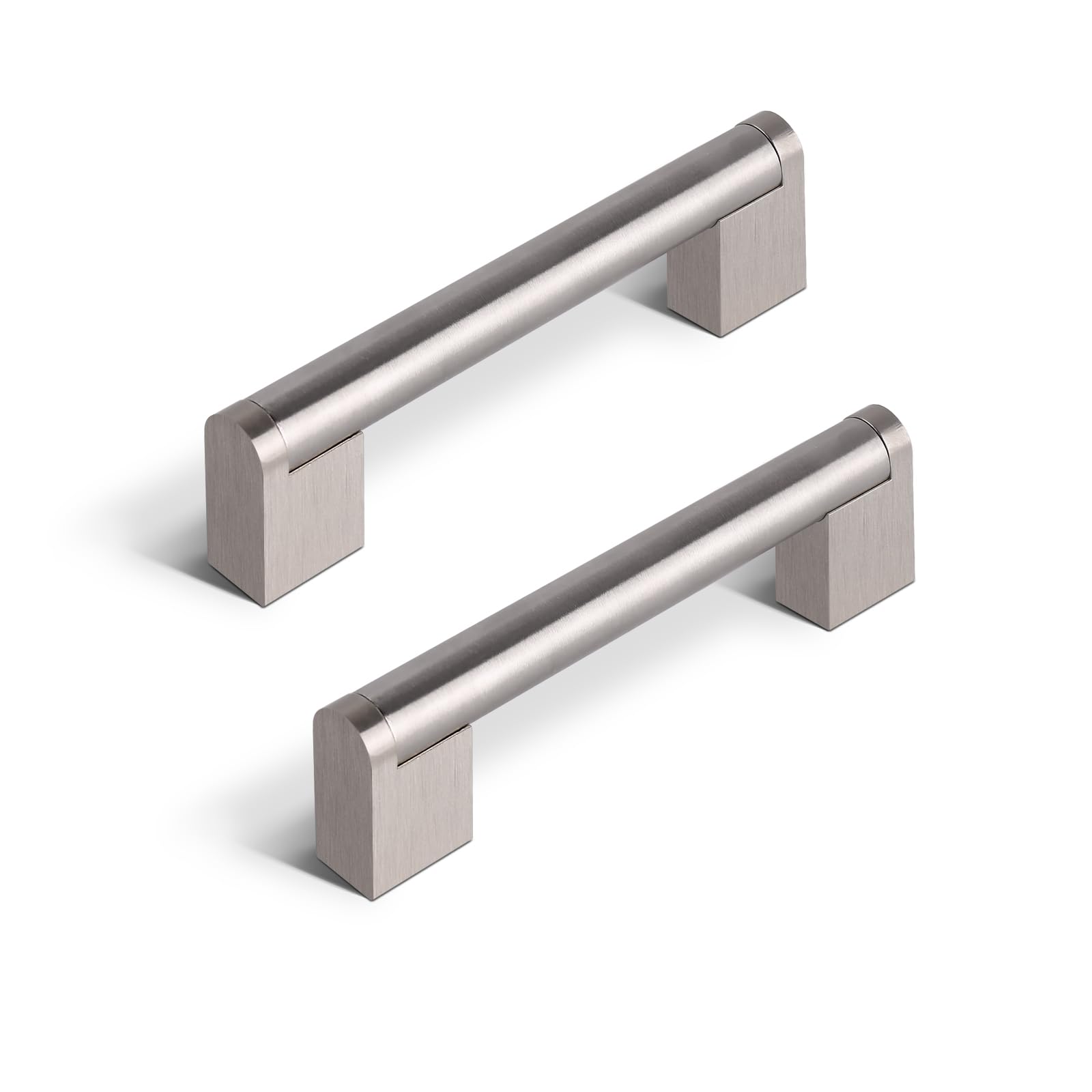 15 Pack Kitchen Cabinet Handles, Square Brushed Nickel Stainless Steel Cabinet Pulls, Handles for Cabinets and Drawers, 3-3/4 Inch (96mm)