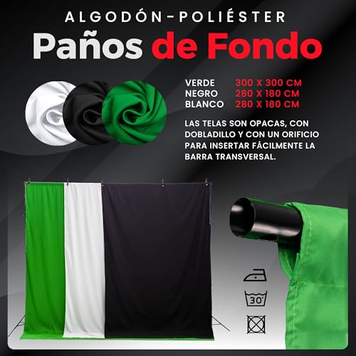 PIXETOOL - Kit de Fotografía – Fondo Fotografia – Green Screen – Soporte de Fondo – Fondos Fotografia Estudio - con 2 Softbox, Iluminación Continua, Bombillas, Sistema de Soporte - imagen 6