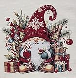 Gobelin-Panel, Happy Santa (1). Größe 47x47 cm, Weihnachten, Weihnachtsstoff, Kissen-Panel