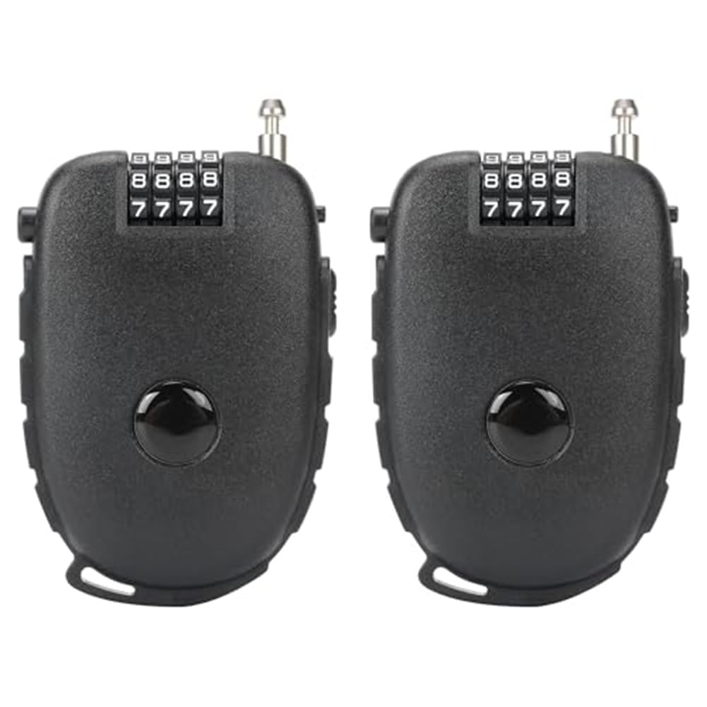 Hndhbfgrt Keyless Security 2 Pack 4-Digit Combination Lock with 29.5 Inch Retractable Steel Cables-Quickly for Bike, Helmet, Ski