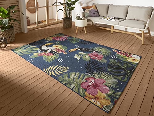 Hanse Home Tropical Dream In- & Outdoor Teppich – Flachgewebe Tropical Jungel Florales Palmen Design, ÖKO-TEX Wetterfest...