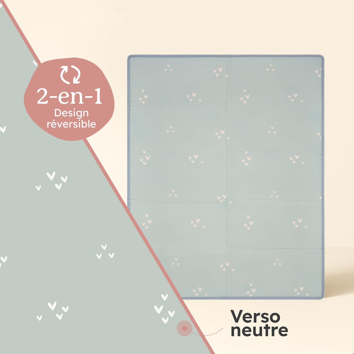 Laleni Tapis d’éveil bébé 120 x 150 x 1 cm – imperméable, pliable et réversible – épais, antidérapant et doux – pour intérieur/extérieur – motif arc-en-ciel
