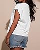 INFITTY White T Shirt Women Short Sleeve V Neck Loose Fit Casual Solid Color Tee Shirts 2026 Trendy White L #2