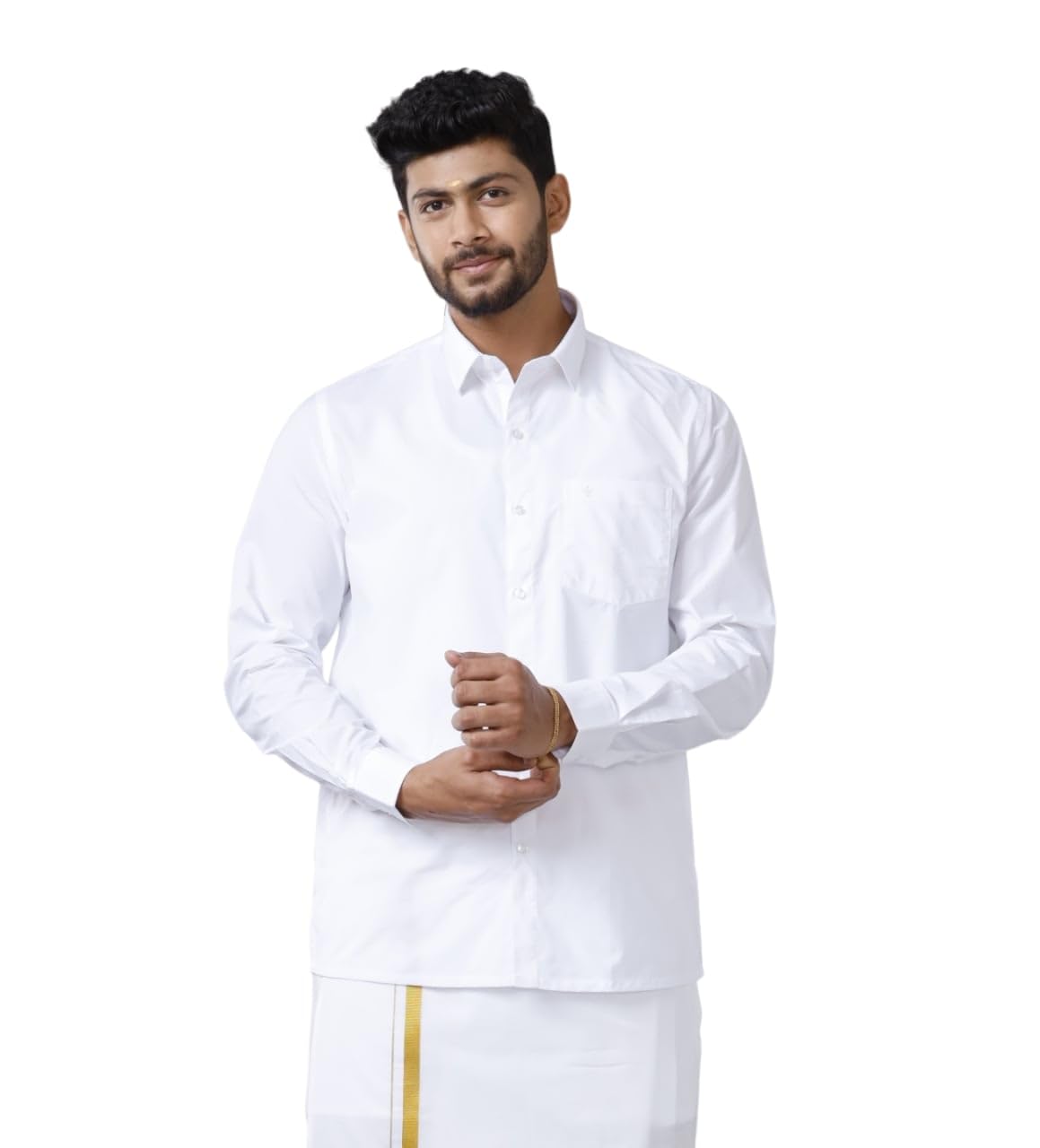 ramraj cotton RAMRAJ Mens Cotton Spread Collar Solid White Full Sleeve Formal Shirt-picture-10