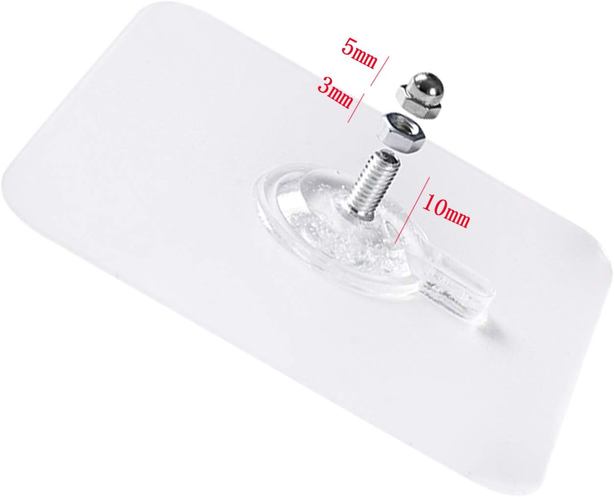 LAJAR 10Pcs Adhesive Wall Mount Screw Hooks , No-Trace Sticker Screw Hanging Nails for Bathroom Kitchen Shower Room (10mm)