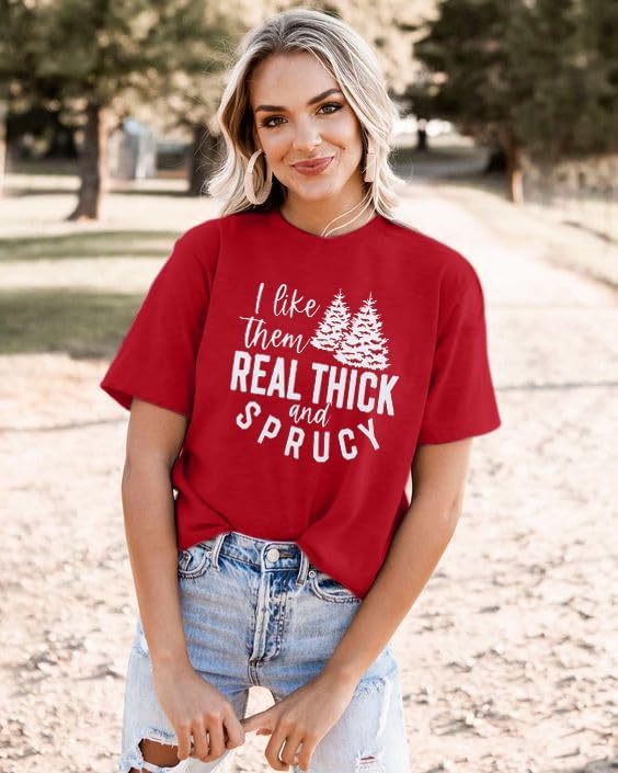 UNIQUEONE Christmas Shirts for Women: Funny Christmas Tree Xmas Vacation Short Sleeve Graphic Tee Tops - Image 5