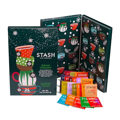 ستاش تي مجموعة متنوعة من عينات الشاي للعطلات 24 يوم من ادفينت كاليندر 2025 - شاي اسود واخضر وعشبي