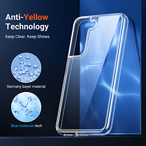 𝑻𝙊𝙍𝙍𝘼𝙎 Diamond Clear Samsung Galaxy S22 Case [Never Yellowing] [Military Grade Anti-Drop] Galaxy S22 Case, Hard Pc Back & Flexible Bumper Shockproof Phone Case For Samsung S22, Crystal Clear #TOP1