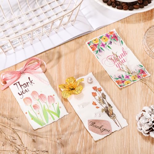 Image of 25 Sheets Watercolor Paper, 2 x 3.5, Deckled Edge Handmade Paper | 300 GSM paper, cold-pressed texture, absorbs watercolor evenly, for painting, cards, and crafts