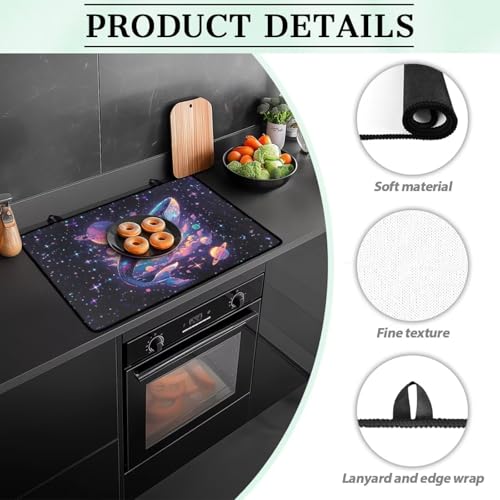 Image of Whale Galaxy Silicone Electric Stove Top Cover Mat 29'' x 21'' Ceramic Stove top Cover, Heat Resistant Glass Cooktop Protector Flat RV Range Stovetop Protector Home Kitchen Decor